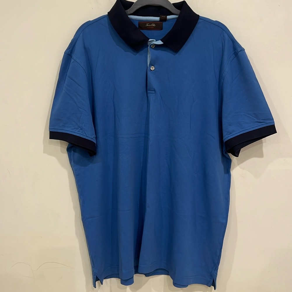 Tasso Elba Men's Fitted Blue Shirt Sleeve Polo Size XXL‎